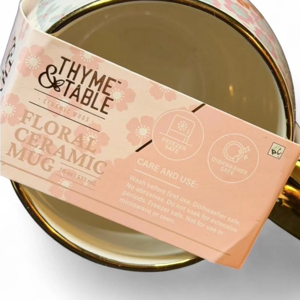 Floral Ceramic Mug - Pink and Orange - Picture 6 of 6